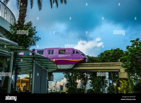 Singapore - Jun 10, 2019: Sentosa Express is a monorail line connecting Sentosa island to Vivo ...