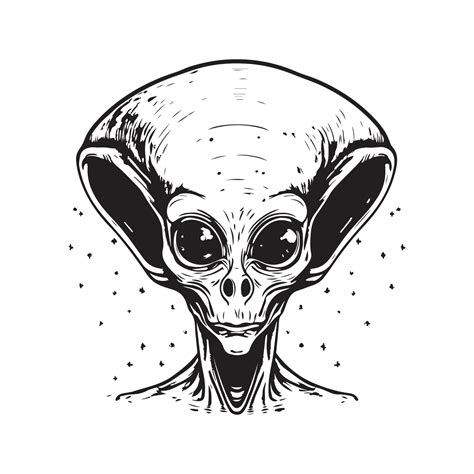 alien, vintage logo concept black and white color, hand drawn illustration 22756374 Vector Art ...