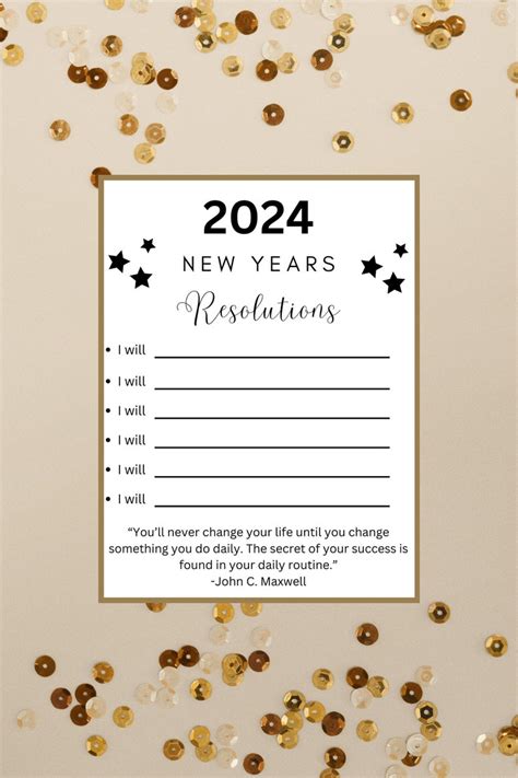 New Years Resolution Printable 2024 Etsy