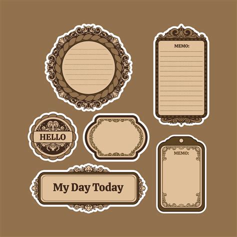 Vintage Journal Sticker Labels 7978610 Vector Art At Vecteezy