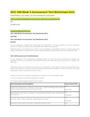 SOC 449 Week 5 Assessment Tool Worksheet GCU Docx SOC 449 Week 5