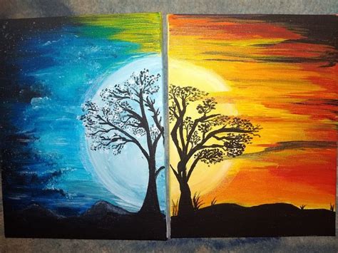 Acryl Duo Sun And Moon Dipinti Artistici Dipinti Artisti