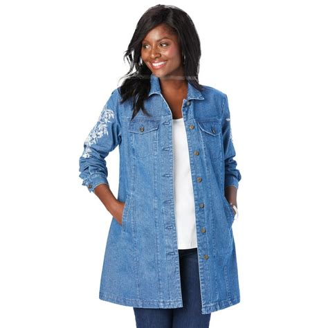 Women S Plus Size Long Denim Jacket Discount