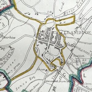 Antique Map LLANIDLOES, MONTGOMERYSHIRE, WALES, Street Plan Original ...