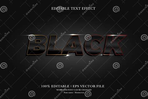 Editable 3d Text Effect Styles Mockup Concept Black Text Stock Vector