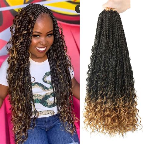 Lmzim 24 Inch 8 Packs Boho Box Braids Crochet Hair Bohemian Crochet Box