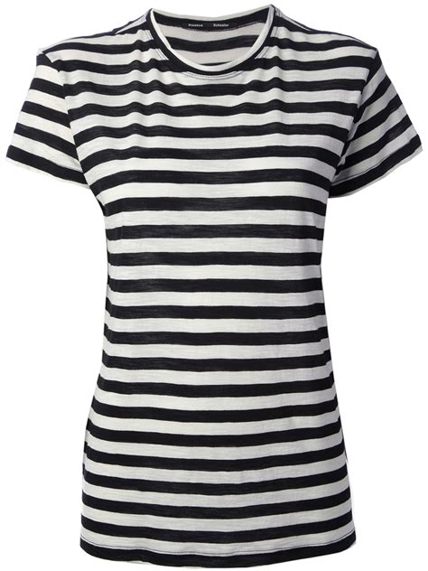 Proenza Schouler Horizontal Striped Tshirt In Black Lyst