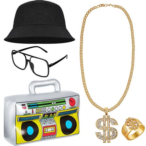 Buy 80s 90s Hip Hop Costume Kit Cool Rapper Outfits Inflatable Radio