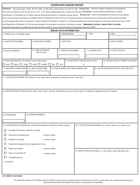 Usafe Form 61 Download Fillable Pdf Or Fill Online Accident Incident