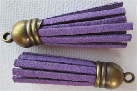 Purple Tassels 2pcs Fringe Tassels With Antique Bronze Caps Etsy Antique Bronze Tassel