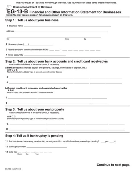 Fillable Form Eg 13 B Financial And Other Information Statement For