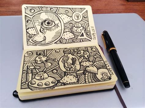 Some More Doodling In My Pocket Moleskine Sketchbook With My Namiki