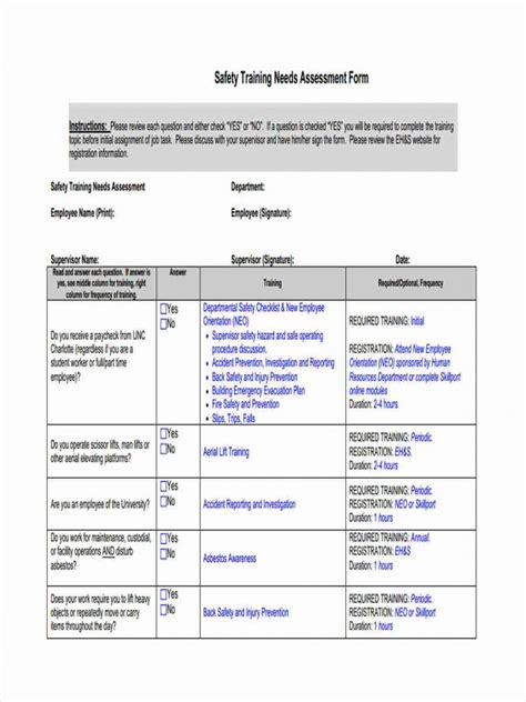 Training Needs Analysis Template Enzoancereeves