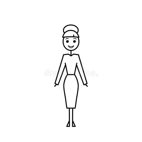 Simple Sketch Woman Character, Teacher, Black Outline Office Worker ...