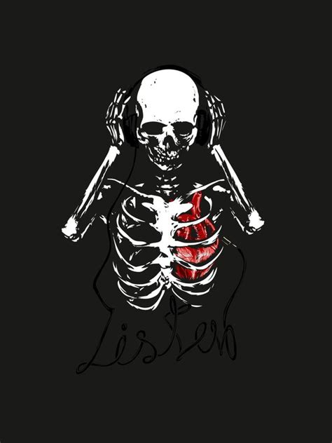 Skeleton Listening Music Art Print By Original DNA Plus X Small