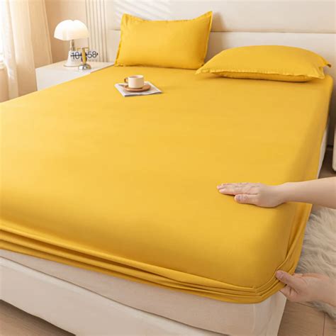 Yanyangtian Solid Color Bed Cover Fully Wrapped Bed Sheets Cover Home