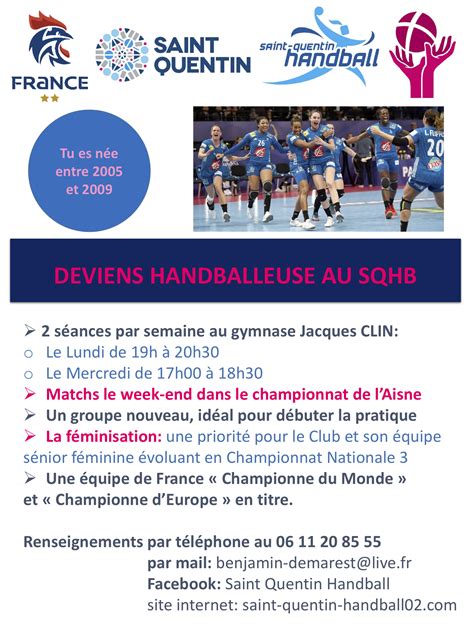 Deviens Handballeuse Au Sqhb Saint Quentin Handball