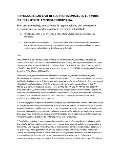 Responsabilidad Civil DE LOS Profesionales EN EL Ambito DEL Transporte