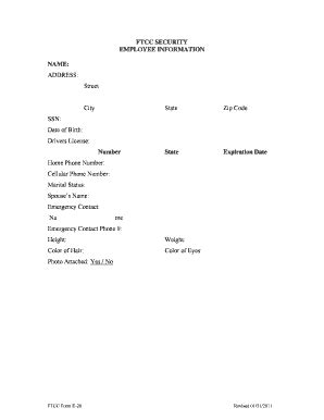 Fillable Online Faytechcc FTCC SECURITY EMPLOYEE INFORMATION NAME