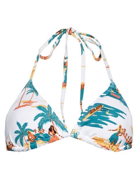 Roxy Bikini Oberteil Printed Beach Classic Bandeau ERJX304076 Weiß