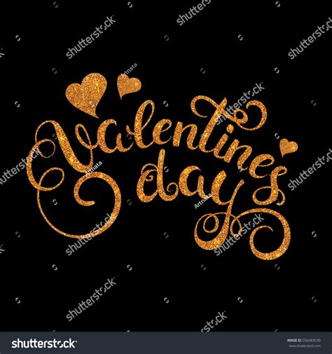 Happy Valentines Day Gold Glitter Texture Stock Vector Royalty Free