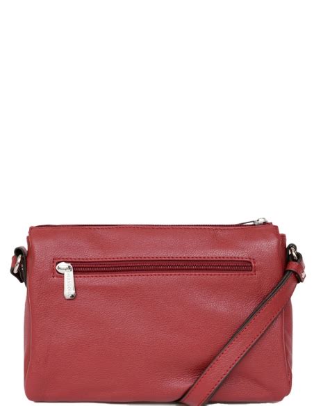 Sac Port Travers En Cuir Hexagona Rouge Fonc Pallas Cuir