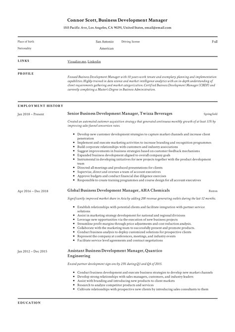 Business Development Manager Resume And Guide 2023