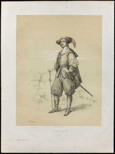 Lithograph From Portrait Of Charles I King Of England Victor