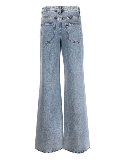 Givenchy Crystal Embellished Wide Leg Jeans Blue FARFETCH