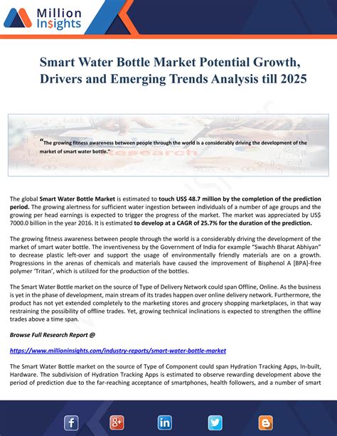 Million Insights - Smart Water Bottle Market Potential Growth, Drivers