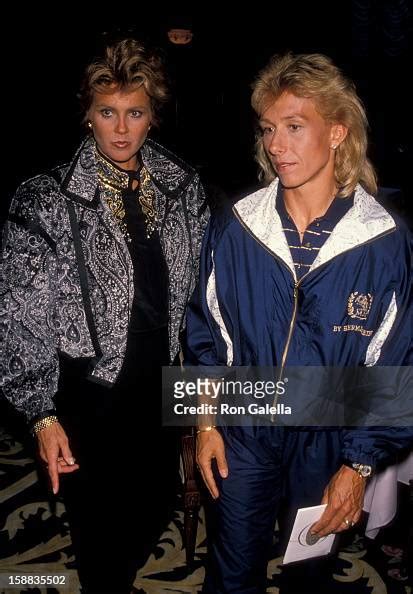 Athlete Martina Navratilova and Judy Nelson attend the press... News ...