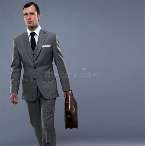 Man In Grey Suit Walking Stock Photo Image Of People