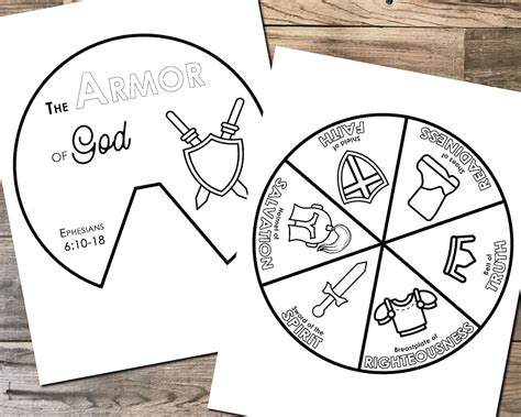 Armor Of God Coloring Wheel Printable Bible Activity Etsy Artofit