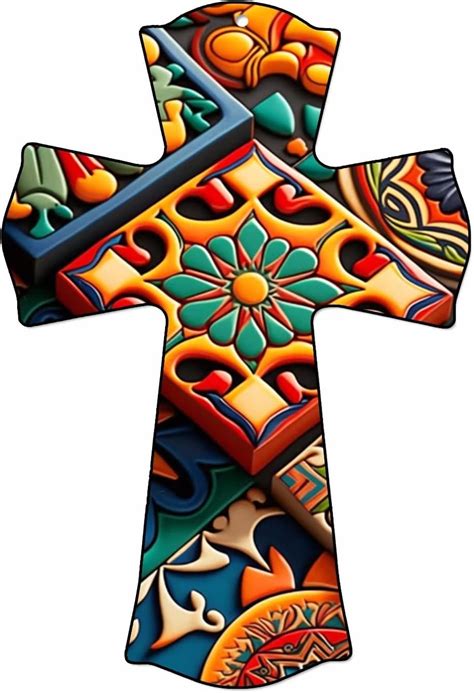 Amazon CALUOHO Mexican Crucifix Wall Cross Hand Painted Talavera