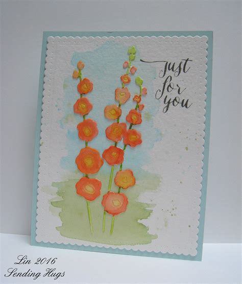 Sending Hugs: Watercolored Hollyhocks