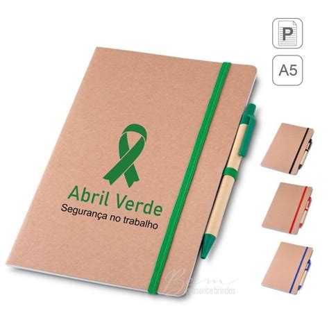 Caderno Eco Com Caneta Cad005 Personalizado Para Brindes Bem Presente Brindes