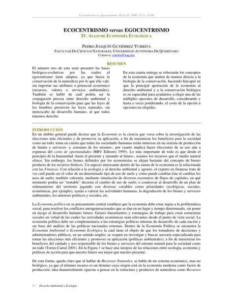 (PDF) Ecocentrismo vs. Egocentrismo: IV). Ecología económica. Derecho ...