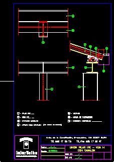 Union De Pilar Ipe Viga H Y Cubierta Con Anclaje Articulado En Dwg