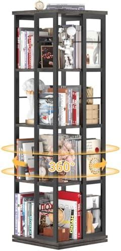 Amazon 4HOMART Rotating Bookshelf Floor Rack Simple Bookcase