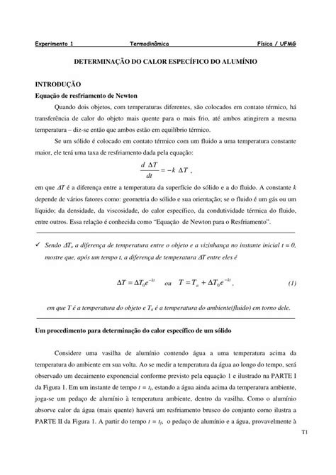 PDF DETERMINAÇÃO DO CALOR ESPECÍFICO DO ALUMÍNIO Equação de labexp