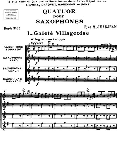 Quatuor Pour Saxophones Full Score Sheet Music By Faustin Jeanjean