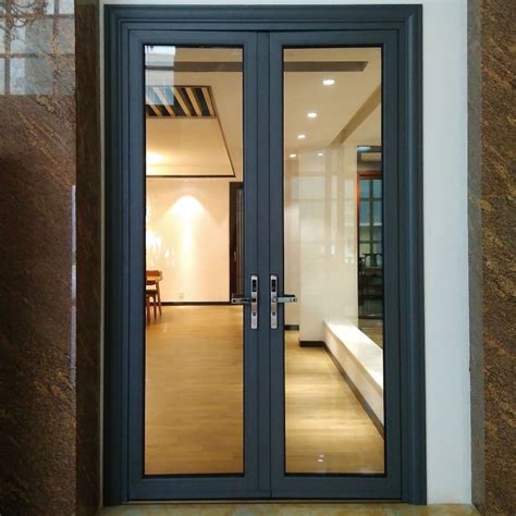 Classic Exterior Aluminium Door Grey Powder Coating Aluminum Swing Door China Glass And Aluminium