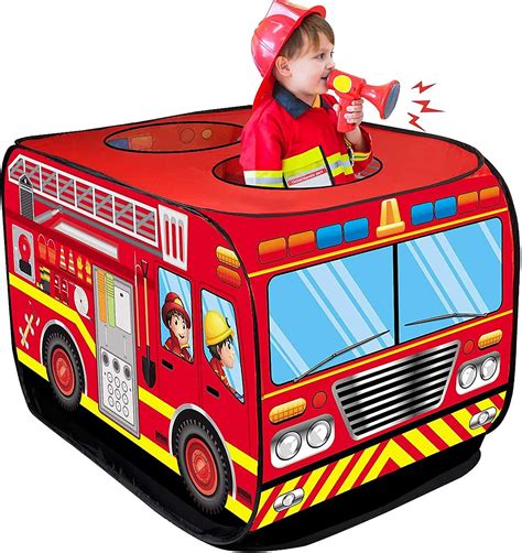 Jelly Comb Fire Truck Tents,Foldable Fire Trucks Pop Up Play Tent Kids ...