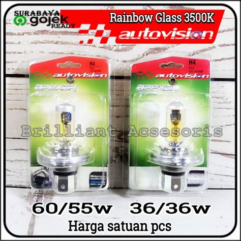 Jual Bohlam Lampu Halogen Xenon H4 12V 60 55W Yellow Dan Blue Glass