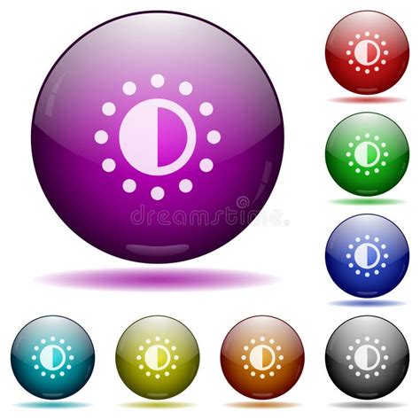 Saturation Control Icon In Glass Sphere Buttons Stock Vector