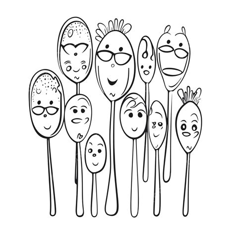 Drawing Of Spoon Characters Free Printable Spoon Template For All Kinds