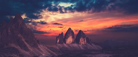 Sunset Wallpaper 4K, Rock formations, Twilight