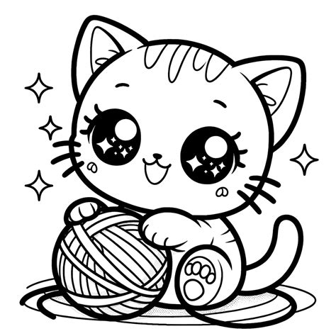 Cute Kitten Coloring Page - Kawaii Coloring Pages