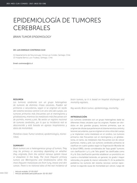 PDF EPIDEMIOLOGÍA DE TUMORES CEREBRALES