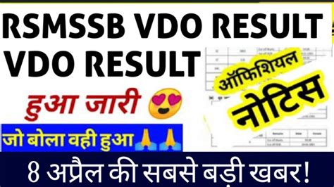 Vdo Result Gram Sevak Cut Off Rsmssb Gram Vikas Adhikari